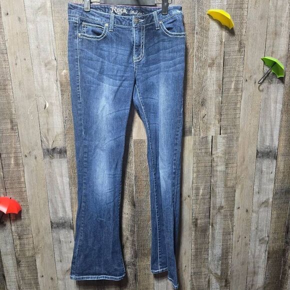 Rock 47 Wrangler Bootcut Embellished Mid Rise Jeans - Picture 1 of 5